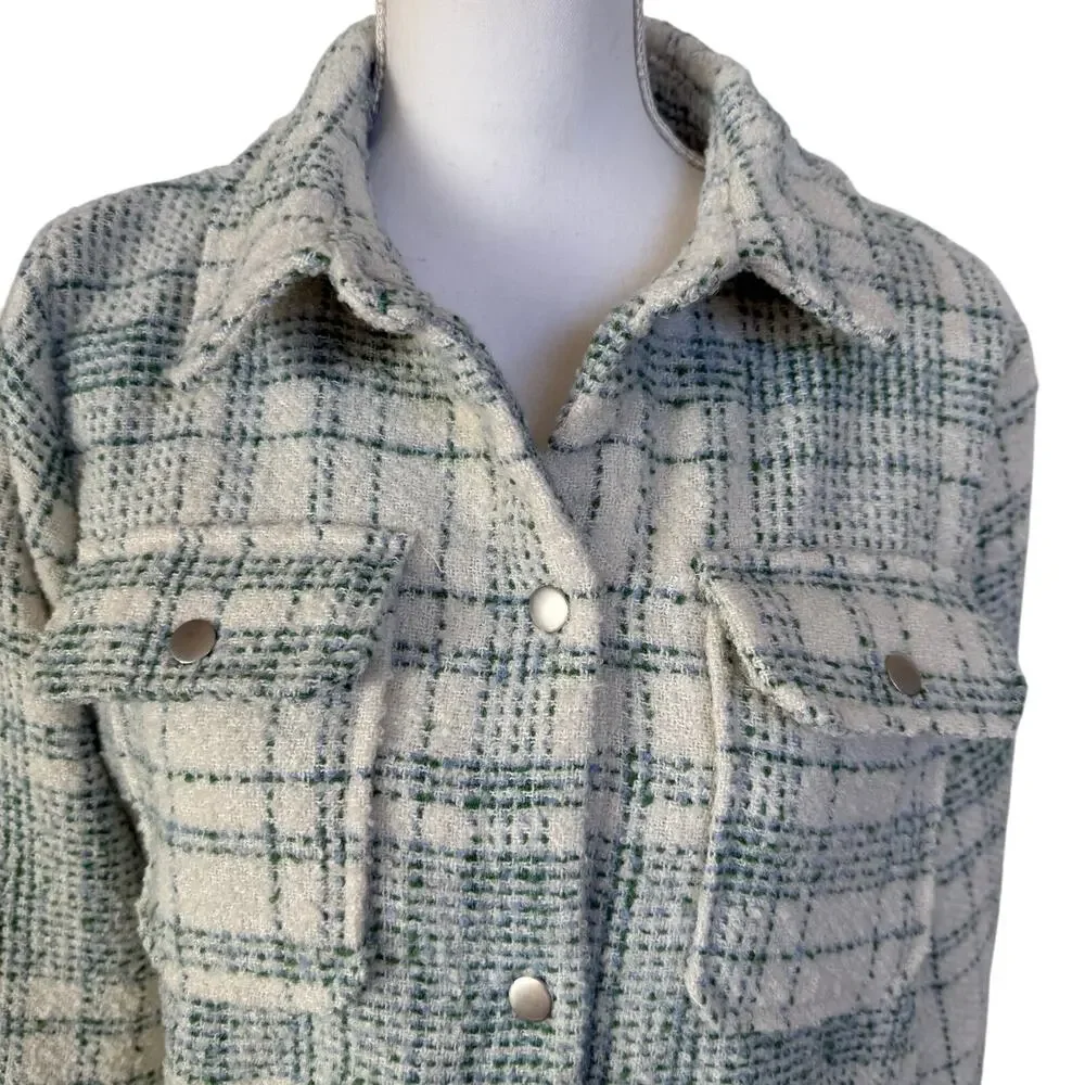 Blue B Shacket Jacket Women's Size L Large Green Plaid